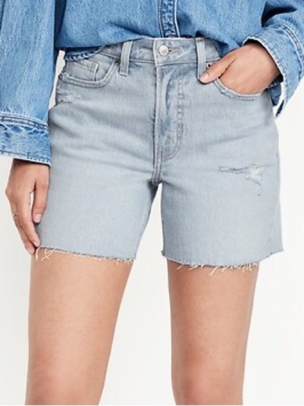 NWT Old Navy High-Waisted O.G. Straight Ripped Cut-Off Jean Shorts 5” inseam